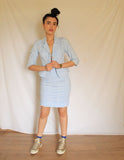 Conjunto blazer e saia azul celeste