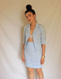 Conjunto blazer e saia azul celeste